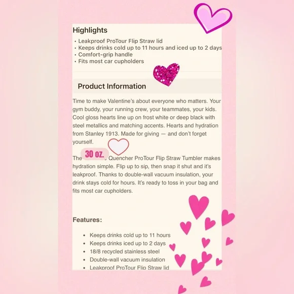 Stanley White and Pink Quencher ProTour Tumbler - Picture 5 of 12